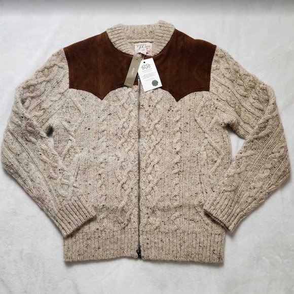 J Crew Sweaters New Mens J Crew Donegal Wool Cable Knit Zip Up